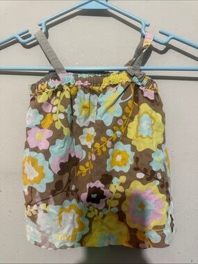 Girls Floral Brown Sundress with Pastel Flowers